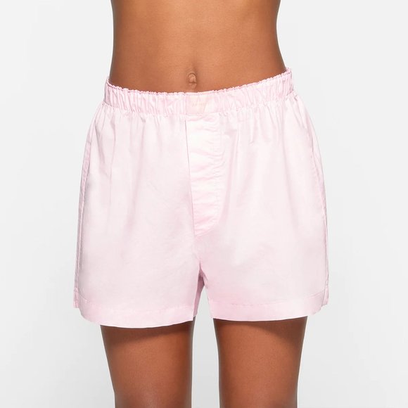 Skims Cotton Poplin Sleep Short - Baby Pink - Picture 2 of 4